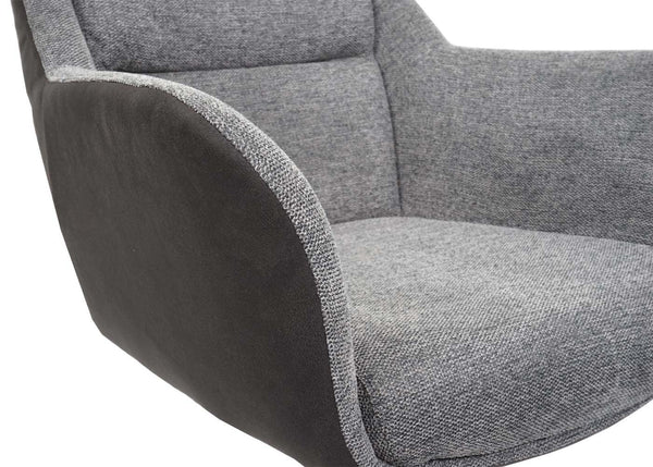 2er-Set drehbare Esszimmerstühle Stoff Kunstleder grau