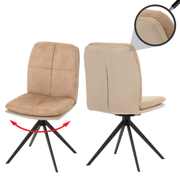 2er-Set Esszimmerstühle drehbar Stoff mit Metallgestell beige