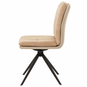 2er-Set Esszimmerstühle drehbar Stoff mit Metallgestell beige