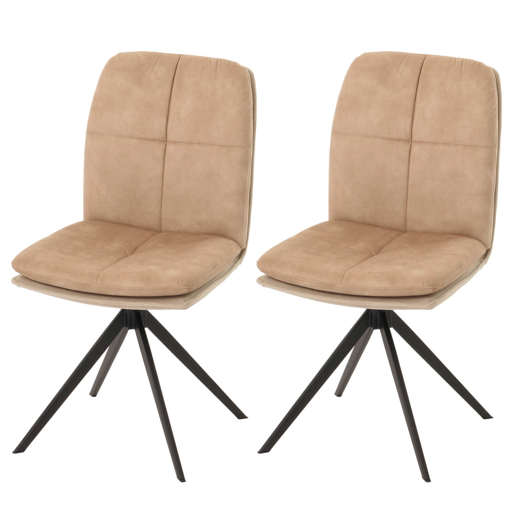 2er-Set Esszimmerstühle drehbar Stoff mit Metallgestell beige