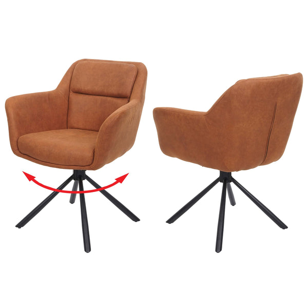 2er-Set drehbare Esszimmerstühle Wildleder-Optik braun