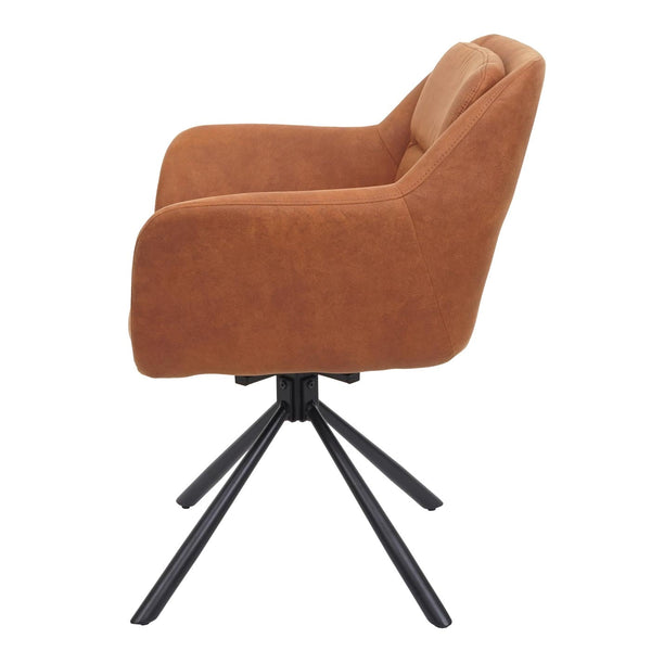 2er-Set drehbare Esszimmerstühle Wildleder-Optik braun