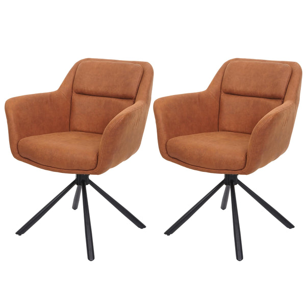 2er-Set drehbare Esszimmerstühle Wildleder-Optik braun