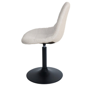 2er-Set Esszimmer Drehstuhl Bouclé Stoff Stahlgestell beige