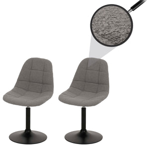 2er-Set Esszimmer Drehstuhl Bouclé Stoff Stahlgestell grau