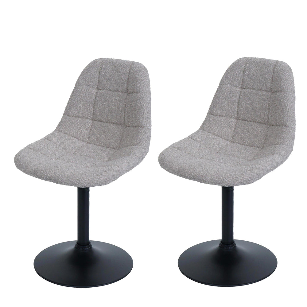 2er-Set Esszimmer Drehstuhl Bouclé Stoff Stahlgestell taupe