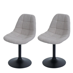 2er-Set Esszimmer Drehstuhl Bouclé Stoff Stahlgestell taupe