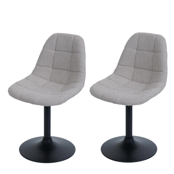2er-Set Esszimmer Drehstuhl Bouclé Stoff Stahlgestell taupe