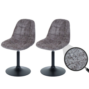 2er-Set Esszimmer Drehstuhl Chenille mit Stahlgestell braun