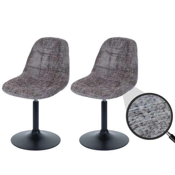 2er-Set Esszimmer Drehstuhl Chenille mit Stahlgestell braun