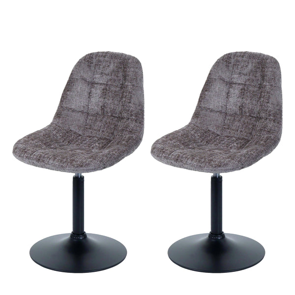 2er-Set Esszimmer Drehstuhl Chenille mit Stahlgestell braun