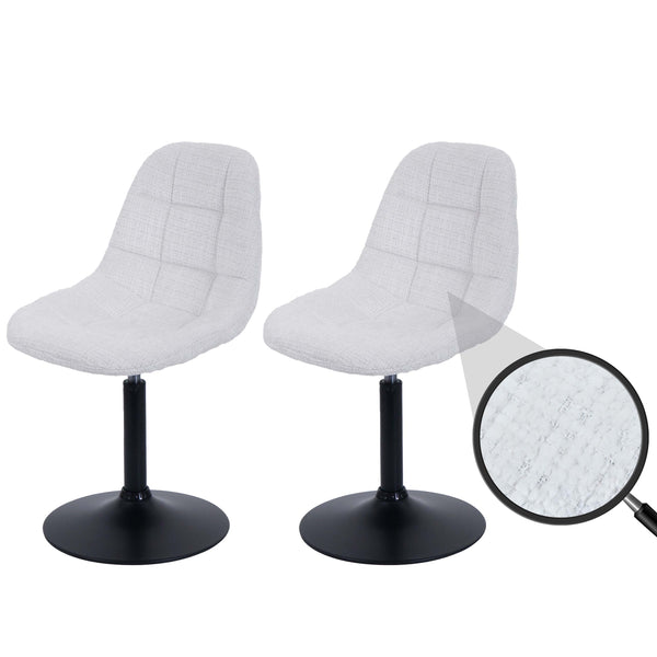 2er-Set Esszimmer Drehstuhl aus Stahl und Chenille creme