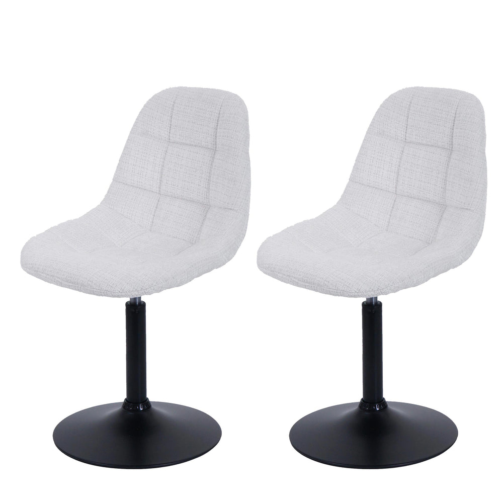 2er-Set Esszimmer Drehstuhl aus Stahl und Chenille creme