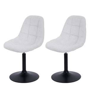 2er-Set Esszimmer Drehstuhl aus Stahl und Chenille creme