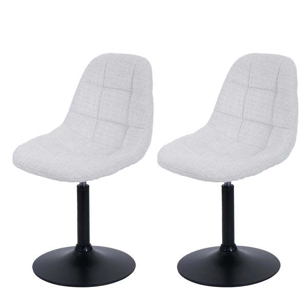 2er-Set Esszimmer Drehstuhl aus Stahl und Chenille creme