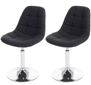 2er-Set Esszimmer Drehstuhl Chrom Textil dunkelgrau