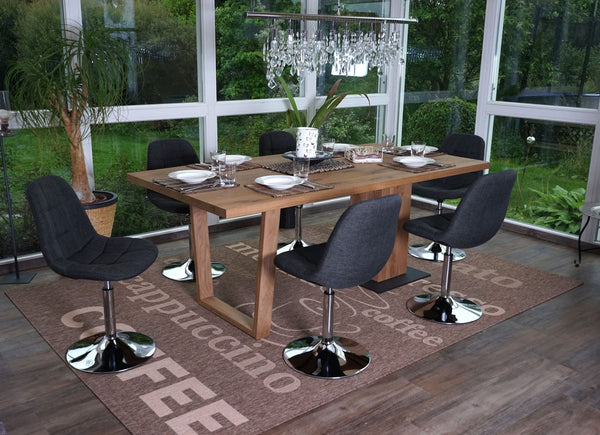 2er-Set Esszimmer Drehstuhl Chrom Textil dunkelgrau