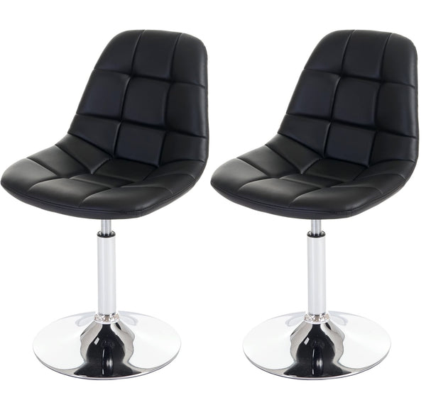 2er-Set Esszimmer Drehstuhl Kunstleder Chromgestell schwarz