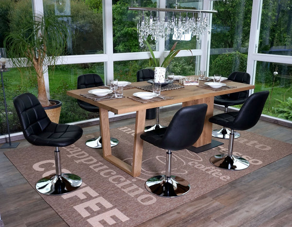 2er-Set Esszimmer Drehstuhl Kunstleder Chromgestell schwarz