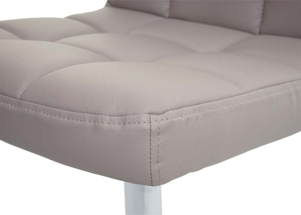 2er-Set Esszimmer Drehstuhl Kunstleder Chrom taupe-grau