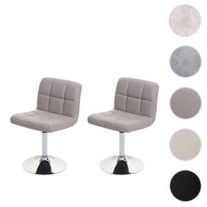 2er-Set Esszimmer Drehstuhl Kunstleder Chrom taupe-grau