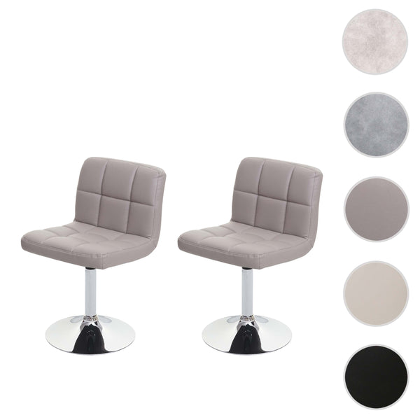 2er-Set Esszimmer Drehstuhl Kunstleder Chrom taupe-grau