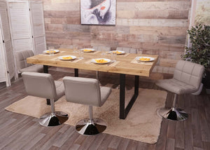 2er-Set Esszimmer Drehstuhl Kunstleder Chrom taupe-grau