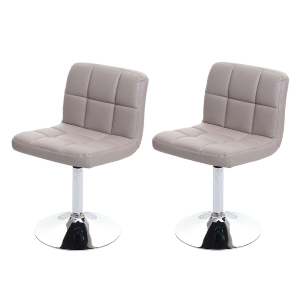 2er-Set Esszimmer Drehstuhl Kunstleder Chrom taupe-grau