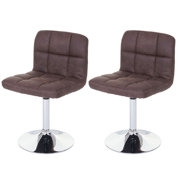 2er-Set Esszimmer Drehstühle Wildlederimitat Chrom vintage braun