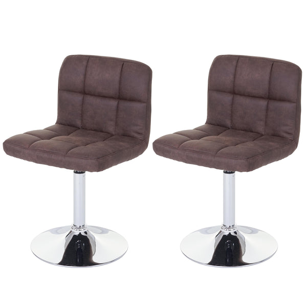 2er-Set Esszimmer Drehstühle Wildlederimitat Chrom vintage braun