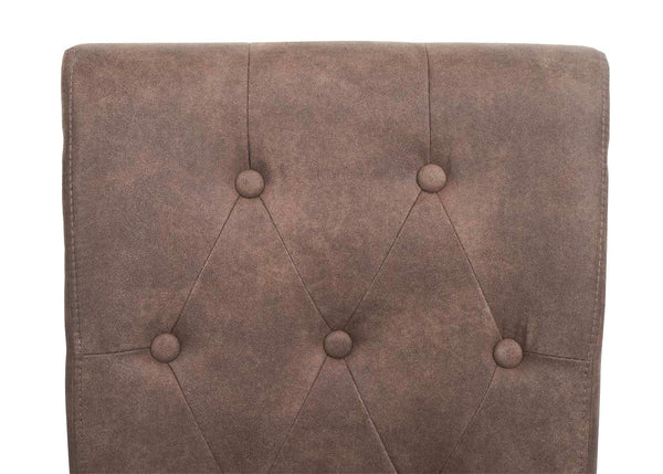 2er-Set Chesterfield Esszimmerstühle mit Nieten Stoff braun