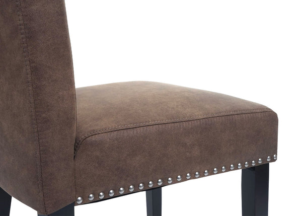 2er-Set Chesterfield Esszimmerstühle mit Nieten Stoff braun