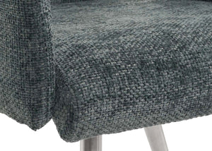 2er-Set Esszimmerstuhl mit Armlehne Chenille Edelstahl blau-grün