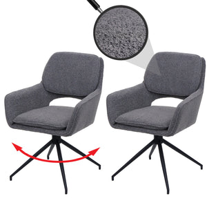 2er-Set Esszimmerstuhl drehbar Bouclé-Stoff Öko-Tex grau