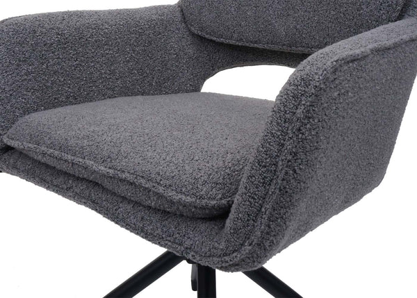 2er-Set Esszimmerstuhl drehbar Bouclé-Stoff Öko-Tex grau