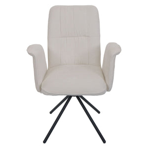 2er-Set Esszimmerstuhl drehbar mit Armlehne Chenille creme
