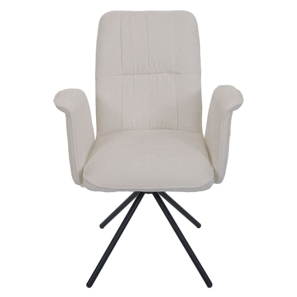 2er-Set Esszimmerstuhl drehbar mit Armlehne Chenille creme