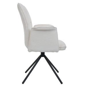2er-Set Esszimmerstuhl drehbar mit Armlehne Chenille creme