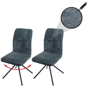2er-Set Esszimmerstuhl drehbar Chenille Öko-Tex blau-grün