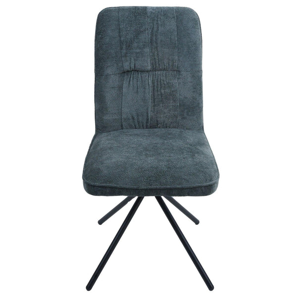 2er-Set Esszimmerstuhl drehbar Chenille Öko-Tex blau-grün