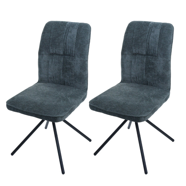2er-Set Esszimmerstuhl drehbar Chenille Öko-Tex blau-grün