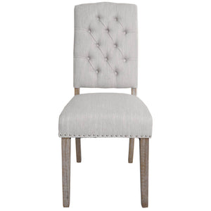 2er-Set Esszimmer Polsterstuhl Chesterfield Stoff hellgrau