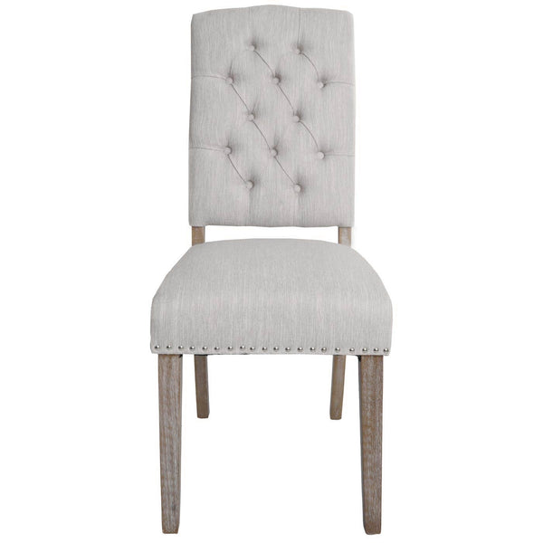 2er-Set Esszimmer Polsterstuhl Chesterfield Stoff hellgrau