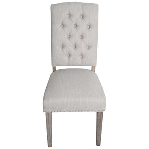 2er-Set Esszimmer Polsterstuhl Chesterfield Stoff hellgrau