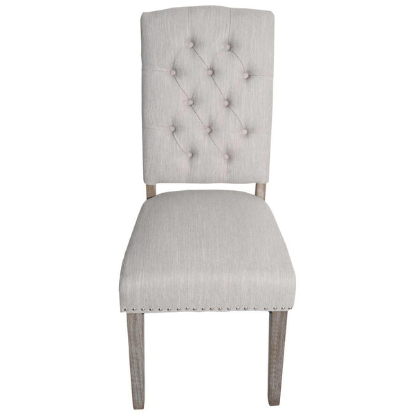 2er-Set Esszimmer Polsterstuhl Chesterfield Stoff hellgrau