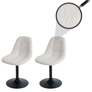 2er-Set Esszimmerstuhl Drehstuhl Bouclé Stoff/Textil creme