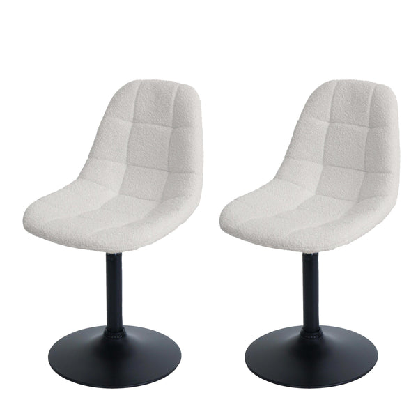 2er-Set Esszimmerstuhl Drehstuhl Bouclé Stoff/Textil creme