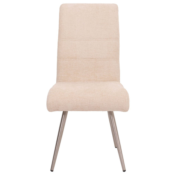 2er-Set Esszimmerstühle Edelstahl Chenille Öko-Tex creme