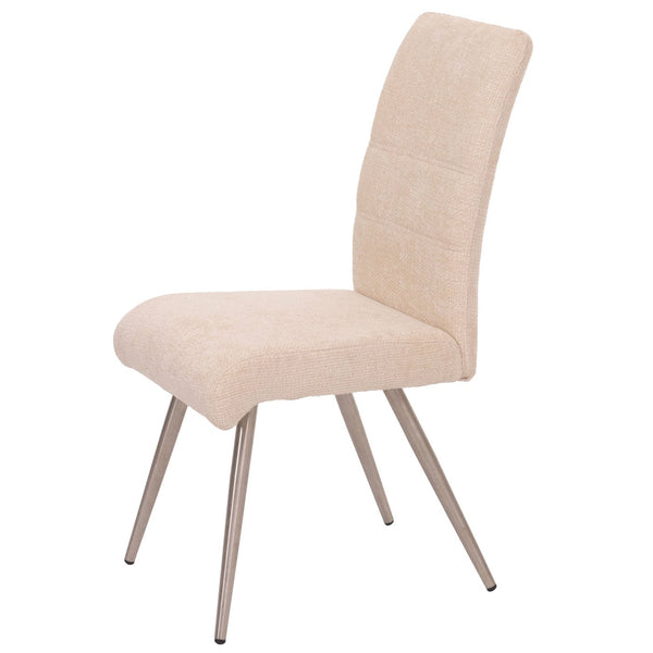 2er-Set Esszimmerstühle Edelstahl Chenille Öko-Tex creme