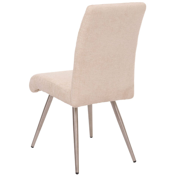 2er-Set Esszimmerstühle Edelstahl Chenille Öko-Tex creme